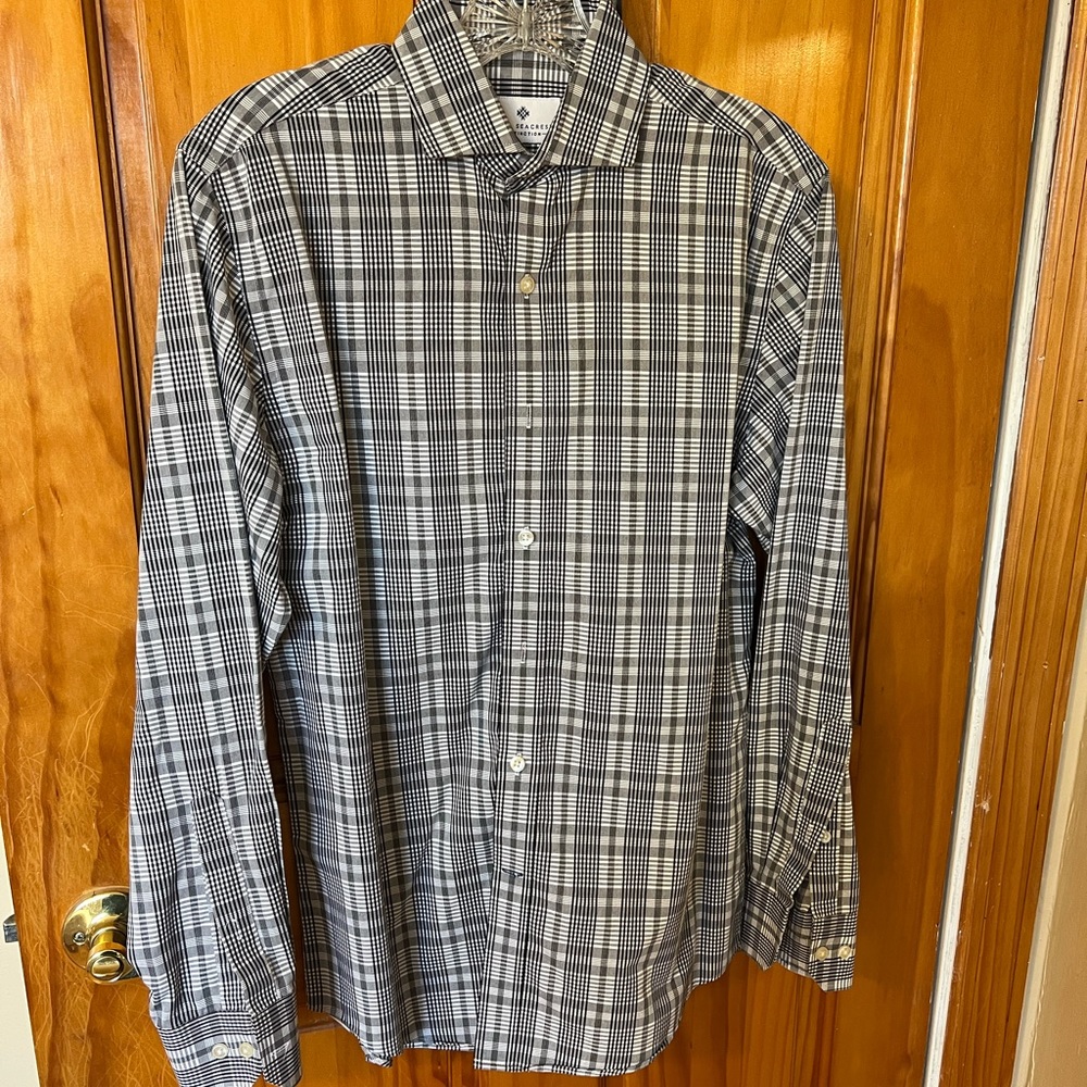 Mens Ryan Seacrest Distinction Slim Fit Button Down Plaid Shirt Size 32/33